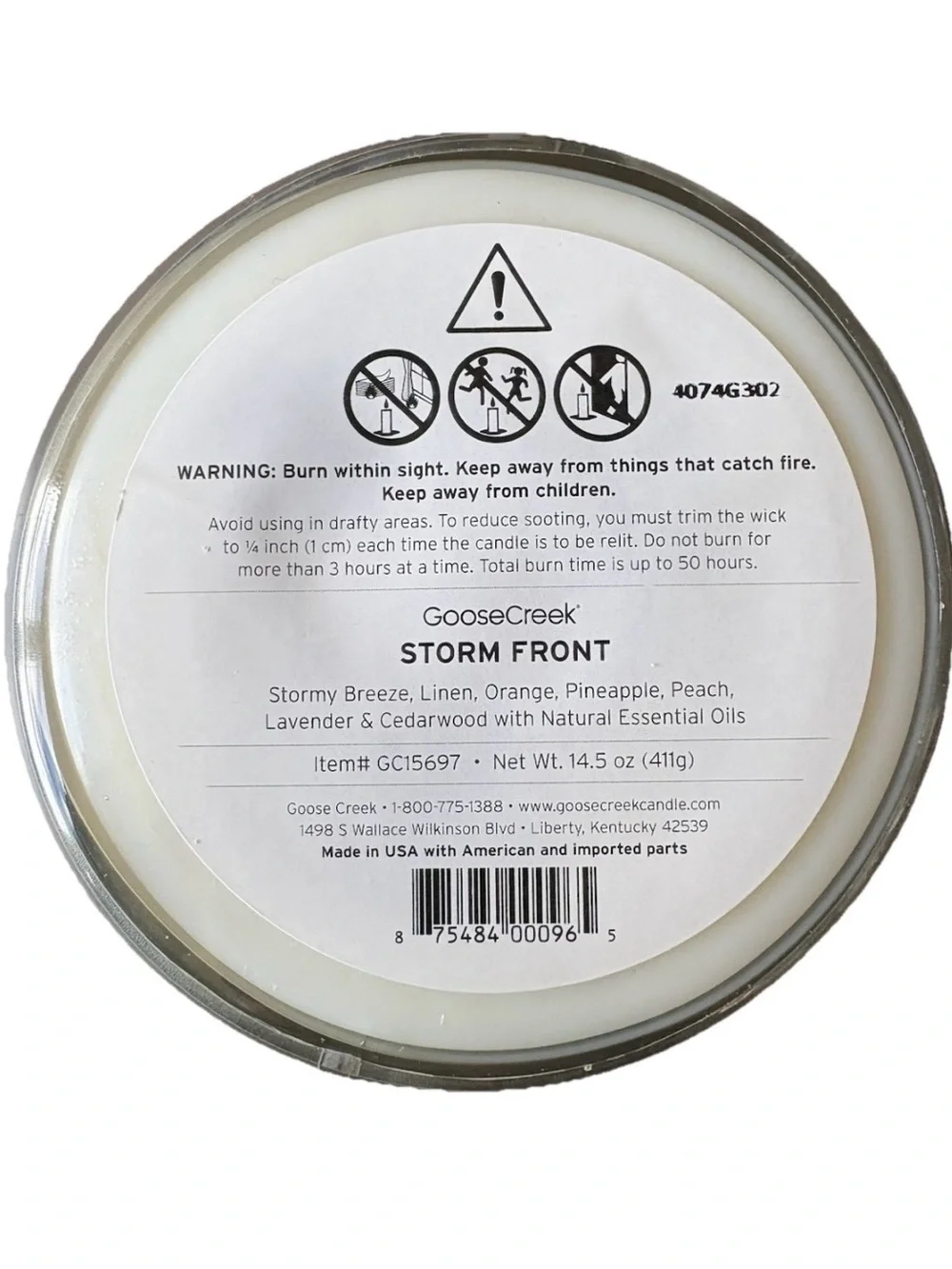 Goose Creek Storm Front 3 Wick  Candle 14.5 oz Jar Linen Lavender Cedarwood New
